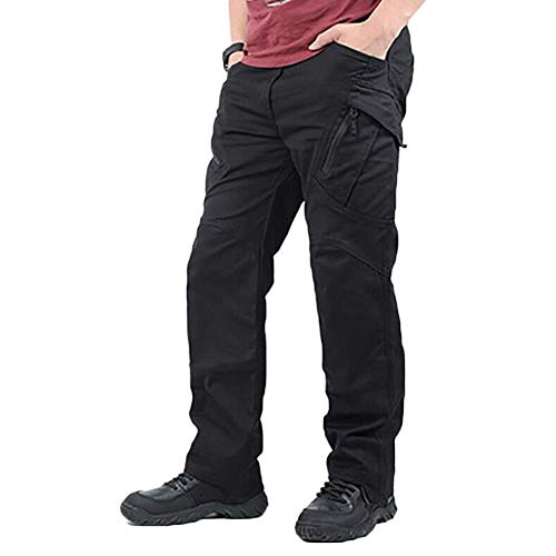 eamqrkt Pantalones largos de trabajo impermeables con bolsillos para hombre Negro Negro ( L