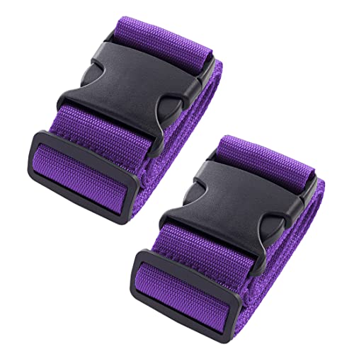 2pcs 74″×2″Luggage Straps for Suitcases,Adjustable Suitcase Straps and Heavy Duty Strap Buckle Packing Straps Travel Accessories,Purple2