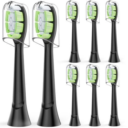 8 Spazzolini Sostitutivi Compatibili con Philips Sonicare Spazzole Elettriche, Testine Adatte per La Pulizia Dentale, Nero