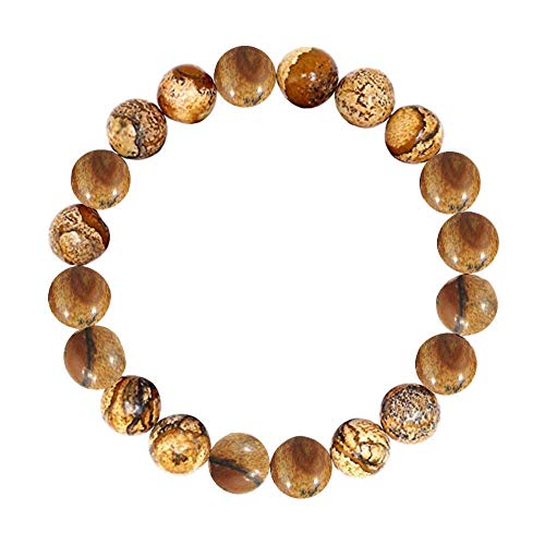 Forziani 8Mm Natural Jasper Beads Stretch Bracelet - Courage And Determination - High Quality Brown Gemstone Beaded Men Women Unisex Bracelet - Adjustable Size - Made In Usa #TOP14