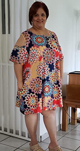 Image of Kancystore Women's Plus Size Summer Dresses Short Sleeve Casual T-Shirt Swing Dress with Pockets