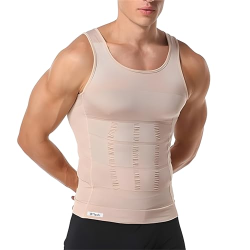 Image of Men's Slimming Body Shaper Vest | Compression Tummy Tucker for Belly Fat | Stretchable Abs Slimmer Tank Top | Corset for Gym, Workout & Weight Loss Fitness