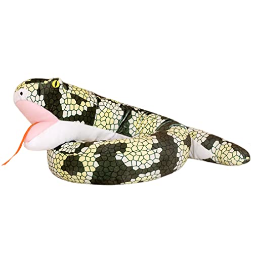 Realistic Green Snake Plush Puppet Giant Cobra Stuffed Animals Toy, Lifelike Piebald Cobra Stuff Snake Python Dolls Gifts For Birthday/Xmas,64.9''(Only For Age 14+) #TOP1