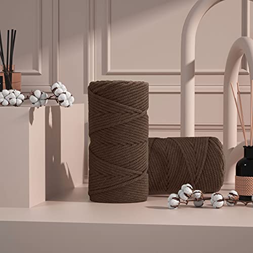 Image of ZUEXT Macrame Cord, Brown, 5mm x 109yds Cotton String Macrame Yarn