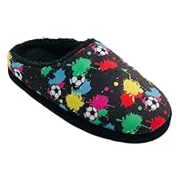 GladRags Boys, Football Slipper Mules, Black, Size 12-6