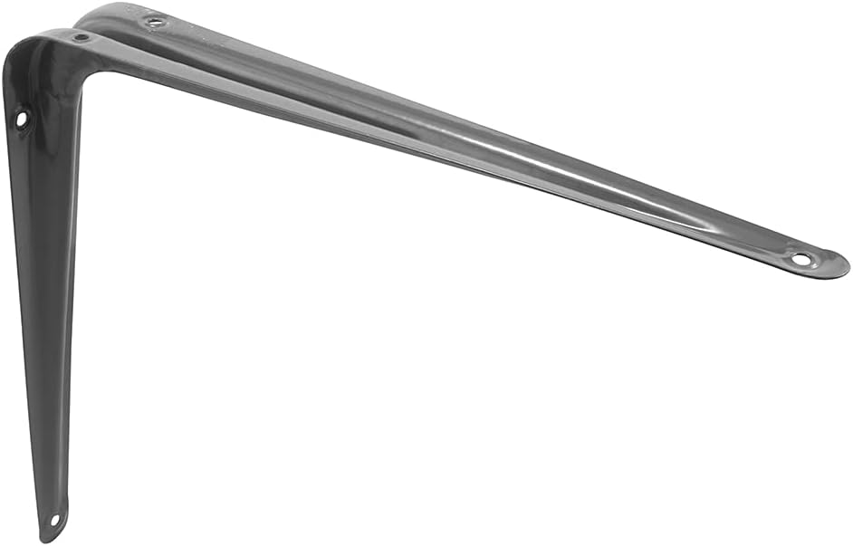 Prime-Line MP11287 Shelf Brackets, 10-In. x 12-In., Stamped Steel, Gray Enamel Finish (2 Pack)
