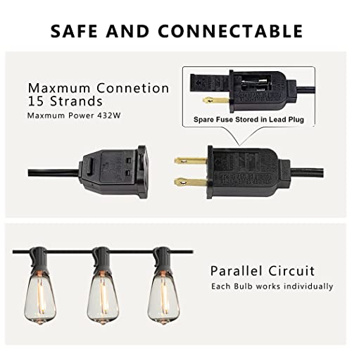 Damaing Outdoor Led 100 Ft Patio String Lights,52 St38 Shatterproof Edison Style Led Bulbs,Vintage Plastic String Lights Waterproof For Bistro Gazebos Backyard Balcony Porch. #TOP2