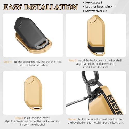Image of for Kia Key Fob Cover Accessories,Matte TPU Material, with a Cute Leather Keychain,for Telluride,Carnival,K5 gt line,K5,Forte,K4,Sorento, Sportage and Other Models. (Champagne Gold, Model-1)