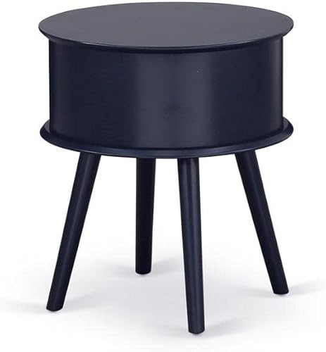 Miniatura 24 de East West Furniture Magnífico Gordon - Mesita de noche redonda con cajón, 19 x 19 pulgadas, color negro Negro -,Borgoña,Azul marino,gris (Urban
