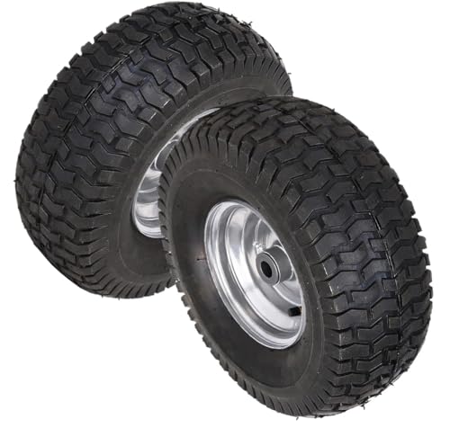 15x6.00-6 Tire and Wheel Set Lawn Mower Tire and Wheel Tractors Front Tire for the stock front wheels of John Deere Riding Mowers (Silver)(2-Pack)