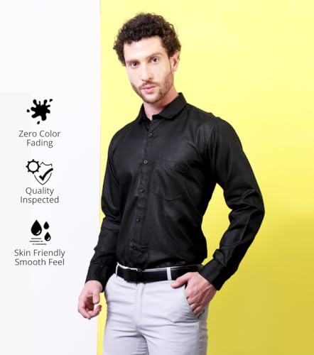 Image of CONTRARY Men's Solid Plain Satin Shirt | Stylish Casual & Formal Wear | Premium Pure Satin Silk Silk Fabric | Full Sleeve Button-Down Shirt for Office, Parties & Daily Outfits (Multicolor)