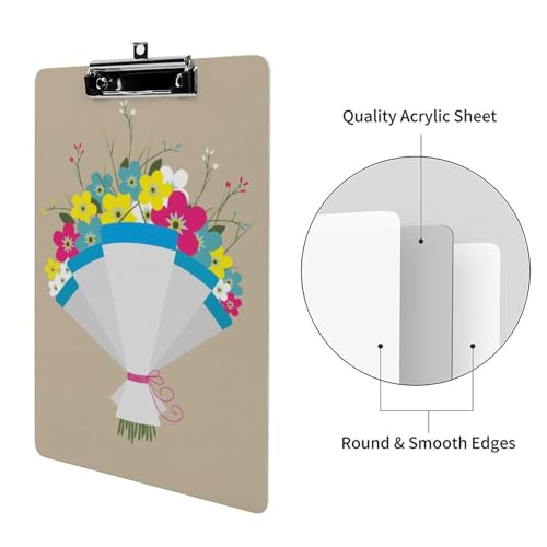 Porte bloc A4 pince profil bas et motif fleurs durable - 3