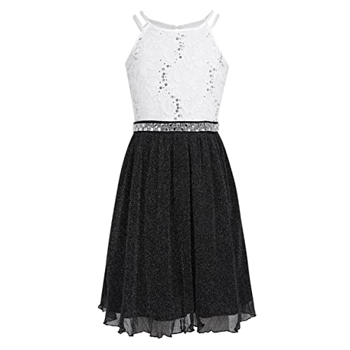 YiZYiF Big Girls' Halter Sequins Lace Chiffon Flower Dress Junior Wedding Bridesmaid Prom Party Gowns2
