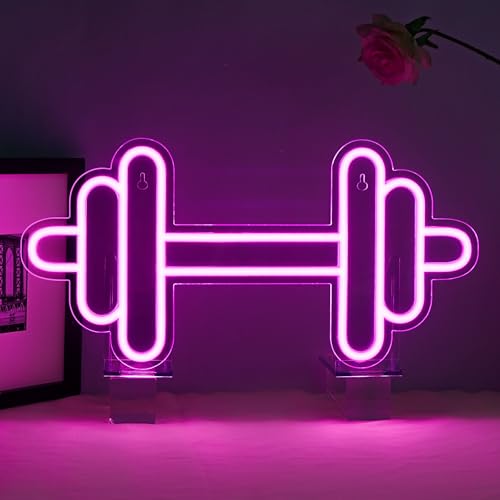 ineonlife Gym Neon Schild, Hantel Led Schild Rosa Neon Sign für Fitnessstudio Wand Decor, Hantel Led Sign Dimmbare, Gym Neonschild für Fitnessstudio,Fitness,Club Trainingsraum ineonlife Gym Neon Schild, Hantel Led Schild Rosa Neon Sign für Fitnessstudio Wand Decor, Hantel Led Sign Dimmbare, Gym Neonschild für Fitnessstudio,Fitness,Club Trainingsraum