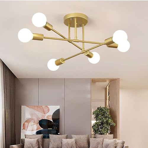 Lampadario Sputnik KCO Lighting 9 Luci – Plafoniera Vintage In Metallo Nero, Stile Moderno, Altezza Regolabile