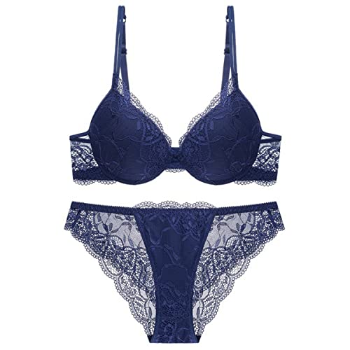Sencylife Ensemble de Soutiens-Gorge Sexy pour Femme avec Soutien-Gorge Push-up rembourré à Armatures, Bleu, 85B