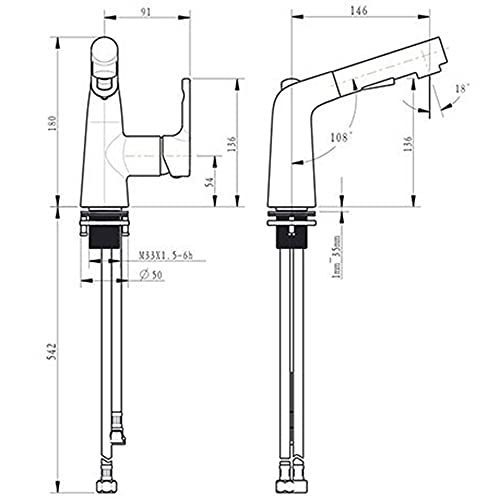 Robinet de lavabo avec pulvérisateur extractible double mode mitigeur douche noir - 4