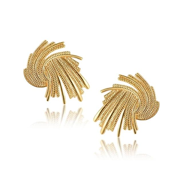 Vintage Swirl Design Stud Earring for Women & Girls | Stainless Steel Gold Plated Textured Earring for Women | Unique Fashion Studs for Women & Girls (B0D35W3BM3) Amazon Price History, Amazon Price Tracker