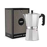 VonShef Espressokanne für den Herd, 600 ml Italienischer Espressokocher aus Aluminium für Gas- & Elektroherd - Mokkakanne für 12 Tassen mit Ersatz-Dichtung und -Filter