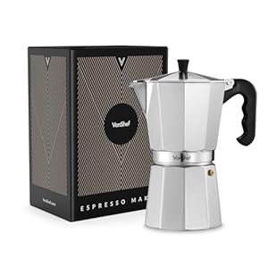 VonShef Espressokanne für den Herd, 600 ml Italienischer Espressokocher aus Aluminium für Gas- & Elektroherd - Mokkakanne für 12 Tassen mit Ersatz-Dichtung und -Filter