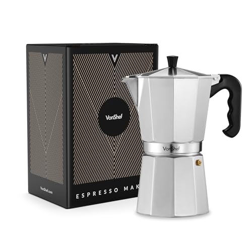 VonShef Cafetera Italiana de 12 Tazas – Moka de Aluminio 600 ml – Cafetera Tradicional para...