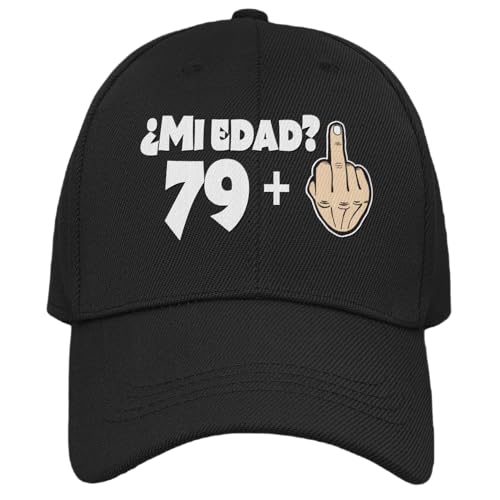 Vulfire Gorra Hombre Mujer 79 + 1 Regalo Cumpleaños 80 años Original Ideas Regalos Edad para Él para Ella Talla Única Gorra Negra con Visera (FR/ES, Letras, Talla única, Negro)