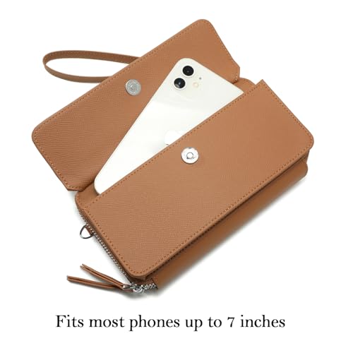 Image of Lanyani RFID Crossbody Wallet Wristlet Purse with Phone Pocket For Women Vegan Leather