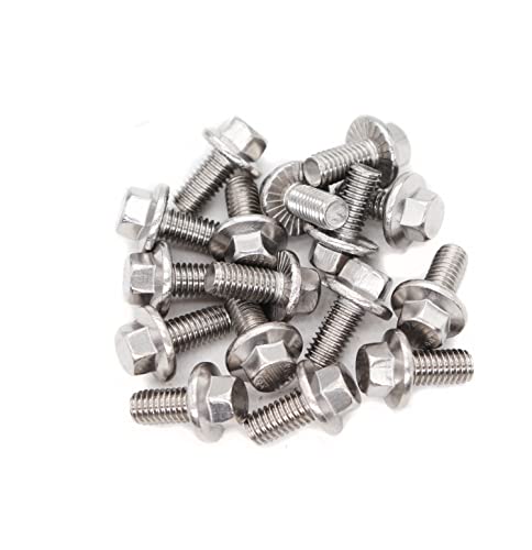 binifiMux 30pcs M6-1.0 x 12mm Serrated Flanged Hex Bolts Flange Hexagon Screws, Stainless Steel 18-8 (304), Plain Finish, DIN 6921