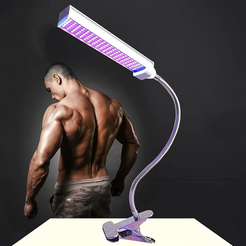 LTEJUMQ Luz de Bronceado Facial, Solarium Facial, luz de Bronceado Portátil con Base de Clip y Diseño de Cronometraje, luz de Bronceado Propio de Carrocería de 15w