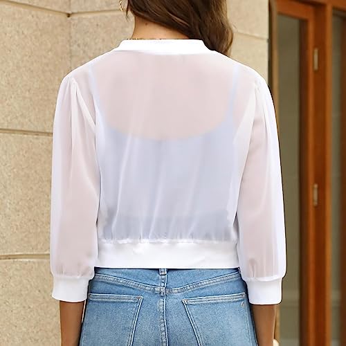 Veste d'été ouverte devant style manches bouffantes