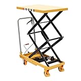 DYRABREST Hydraulic Scissor Lift Table 770LBS Capacity Industrial Lift Cart with Locking Wheels and Anti-Pinch Design for Warehouse, Factory, Material Handling and Transportation, 90x50cm Table Size