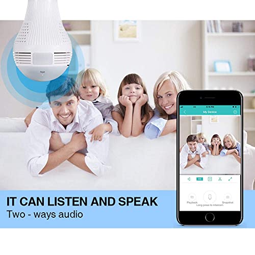 Image of DDLC 4MP Smart WiFi Bulb CCTV Camera | 360 Panoramic View | HD Night Vision | Motion Detection | Two-Way Audio | Wireless WiFi Bulb Camera for Home Indoor with Mobile App V380 Pro (Bulb Camera)