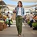 Linen Pants for Women Ankle Length Elastic Waist 100% Gauze Cotton Loose Fit Button Fly Front for Cropped Pants Work Fashion Professional Office Outfits and Business Casual for Seniors Bronze