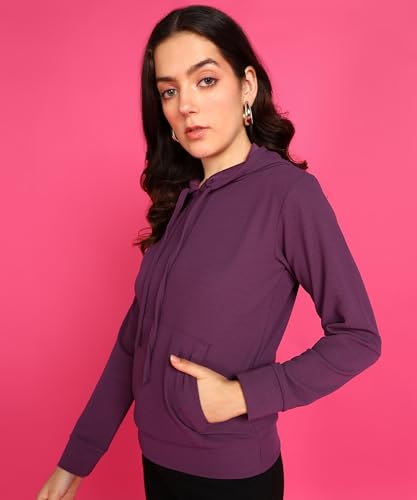 Image of POPWINGS Casual Solid Hooded Pocket Sweatshirt for Women || Women Sweatshirts Casual Wear ||Stylish Western Winter Wear Sweatshirts for Women