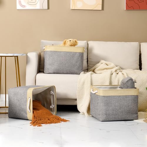 image for TheWarmHome Storage Basket for Organizing - Fabric Large Cubes 3 Pack 
