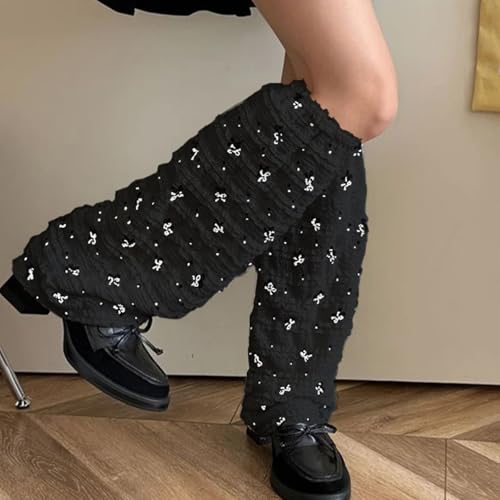 Image of YELAIVP Kawaii Leg Warmers Y2K Knit Lace up Leg Warmers Cute Japanese Harajuku Lolita Leg Warmer for Women Girls