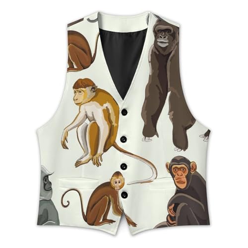Types of Monkeys And Gorillas Men's Suit Vest Slim Fit V-Ncek Waistcoat Business Casual Vest3