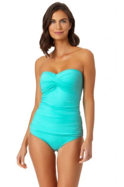 Anne ColeLive In Color Reef Green Twist Front Bandeaukini Swim Top XLarge / Reef Green
