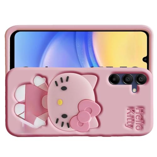 Image of for Samsung Galaxy S24 FE 5G Hello Kitty | 3D Cute Cartoon Case with Kitty Face Holder for Girls |Cute Soft Silicone Stylish Fashion Fun for Samsung Galaxy S24 FE 5G (Pink)