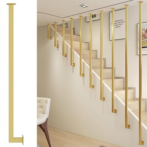 Customizable Gold Wrought Iron Stair Balusters - Modern Side-Mounted Metal Railings for Homes, Hotels, Villas & Restaurants - Durable Replacement Posts for Stylish Décor