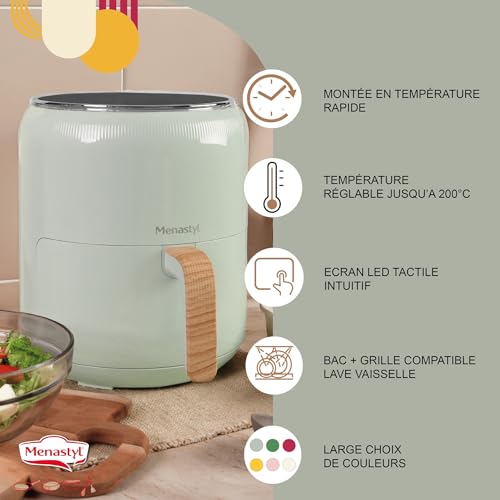 Friteuse sans huile sans PFAS MENASTYL avec 8 programmes 4.5L - 4