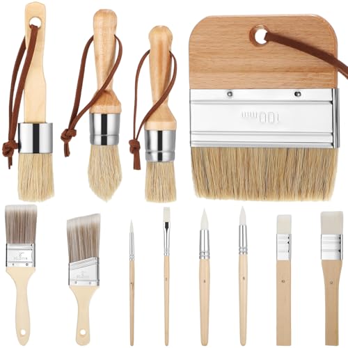 Marsui 12 Pcs Chalk Paint Varnish Brush Furniture Wax Brushes ...