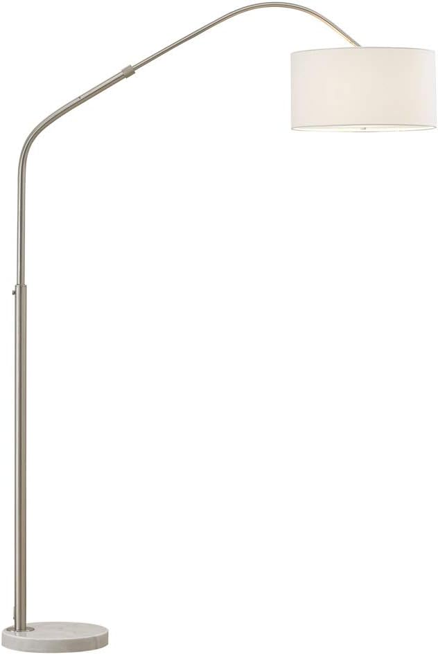 HOMEGLAM Aero 81H Retractable Arch Floor Lamp (Brushed Nickel/White Shade)
