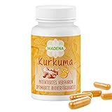 MADENA Kurkuma, Kurkumin hochdosiert, optimierte Bioverfügbarkeit, patentiertes Verfahren, bewusst ohne Piperin und Emulgatoren, vegan 50 Kapseln
