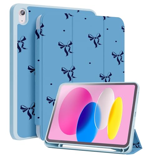 Coque iPad 11 pouces A16 design chic papillon bleu finition premium avec nœud
