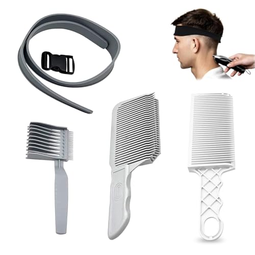 ZhouWei Juego de 4 Piezas Plantilla de Corte, Peine Degradado Hombre, Plantilla de Corte Pelo Cortapelos, Ajustable Banda de Silicona Curva para Cortar Pelo, Adecuado para uso Profesional o Doméstico