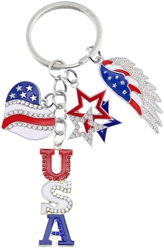 American Flag Keychain Souvenir Gifts - Patriotic USA Gift for 4t...