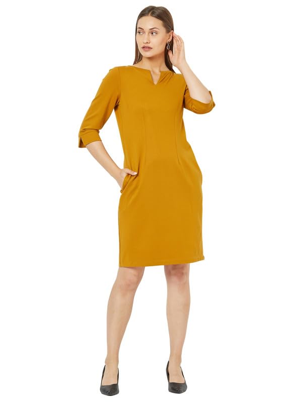 Salt attire Tahoe Mustard Notched Cuff Shift Dress