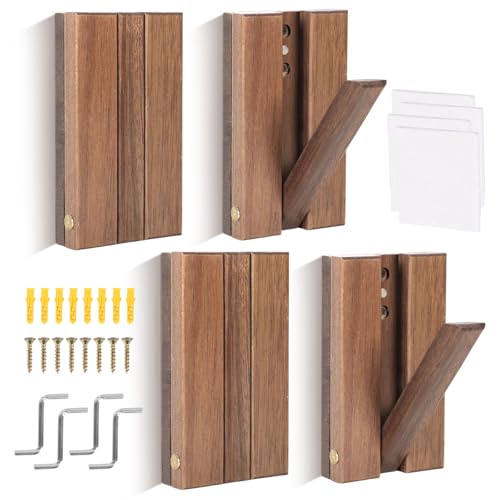 4 ganchos plegables de pared de madera