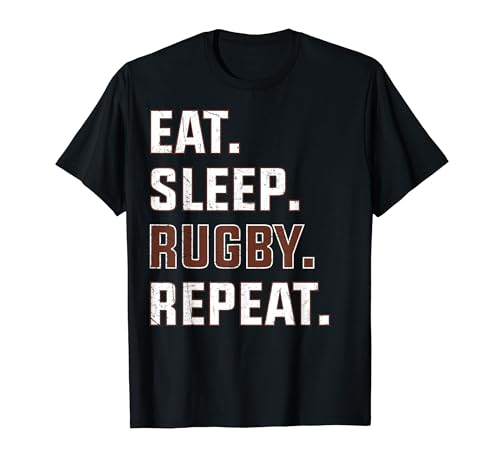 Eat Sleep Rugby Repeat Sport Divertente Retro Vintage Rugby Amante Maglietta